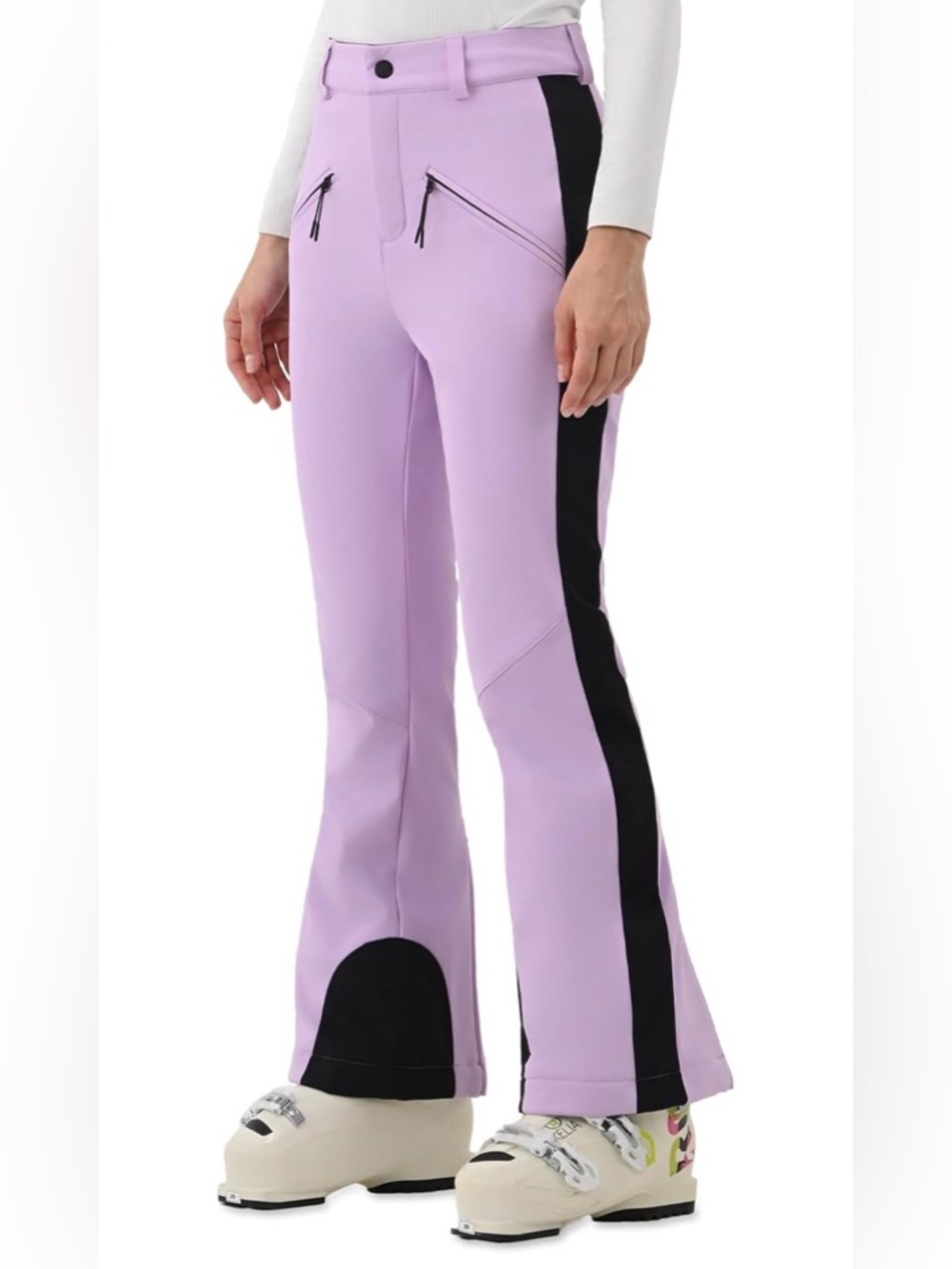 NWT Lilac Flare Ski Pants with Black Side Panels